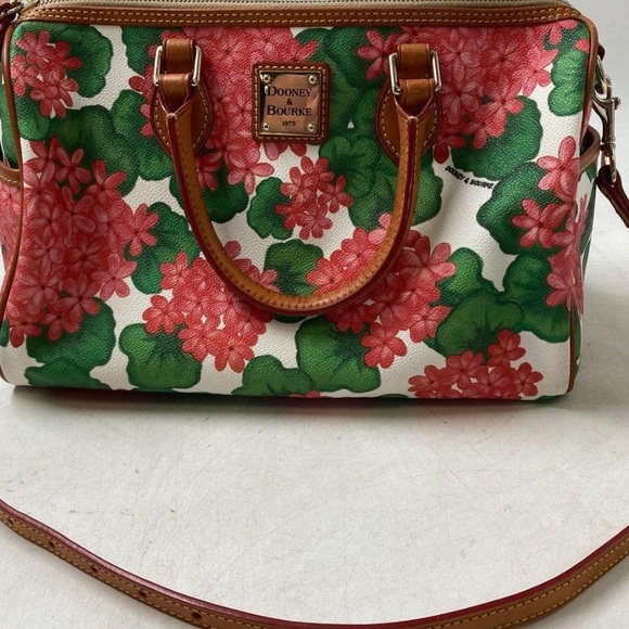 Dooney & Bourke Hydrangea Green and Pink Boston Bag Women’s EUC with COA - Picture 1 of 6